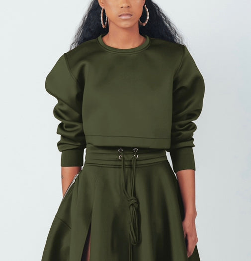 OVERSIZE LONG SLEEVE CROP TOP