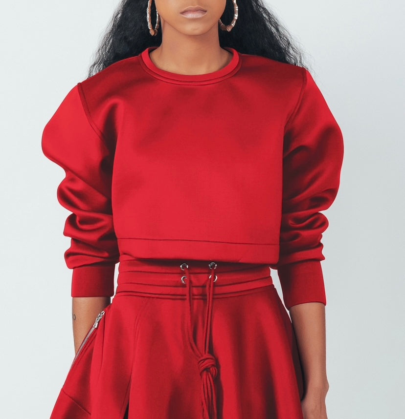 OVERSIZE LONG SLEEVE CROP TOP –1