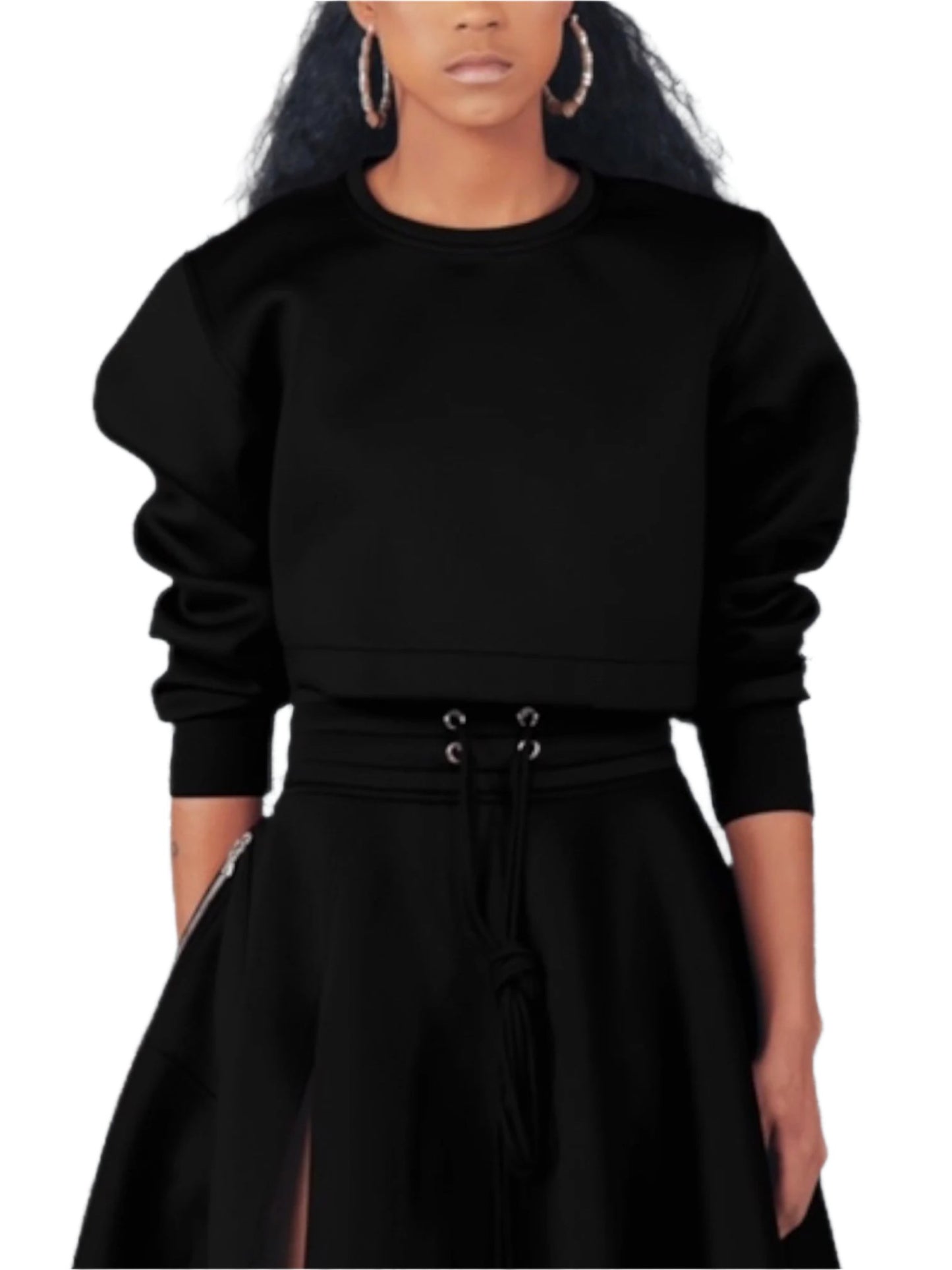 OVERSIZE LONG SLEEVE CROP TOP