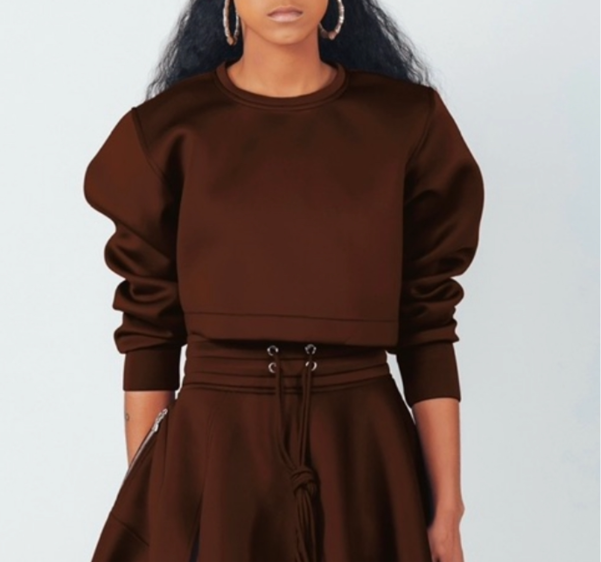 OVERSIZE LONG SLEEVE CROP TOP