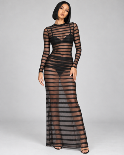 The Sheer Stripe Long Sleeve Top